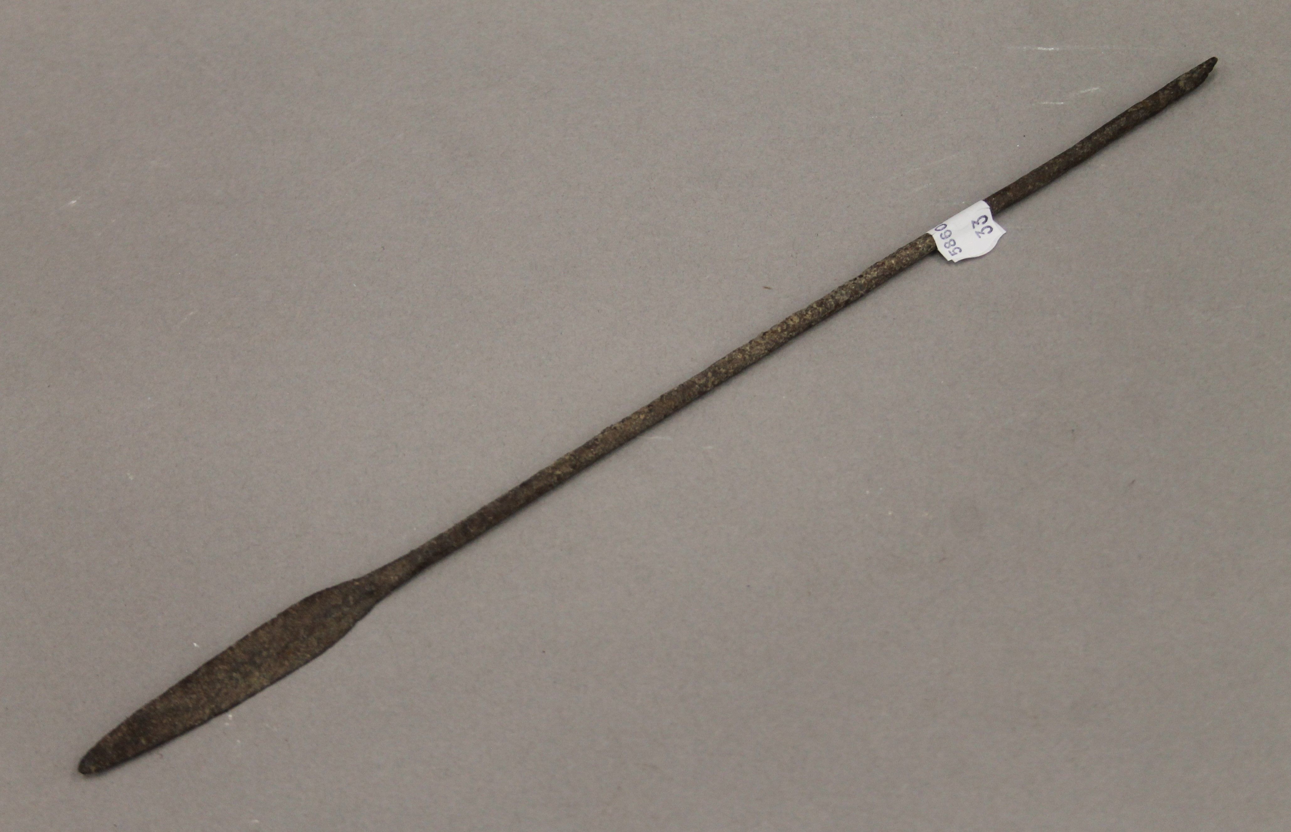 Two tribal spear heads. The largest 52 cm long. - Image 6 of 8