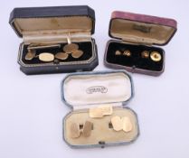 A quantity of various cufflinks and studs. 17.8 grammes of 9 ct gold.