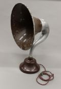 A vintage electric gramophone horn. 55 cm high.