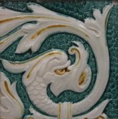 A late 19th/early 20th century pottery tile decorated with a dragon,