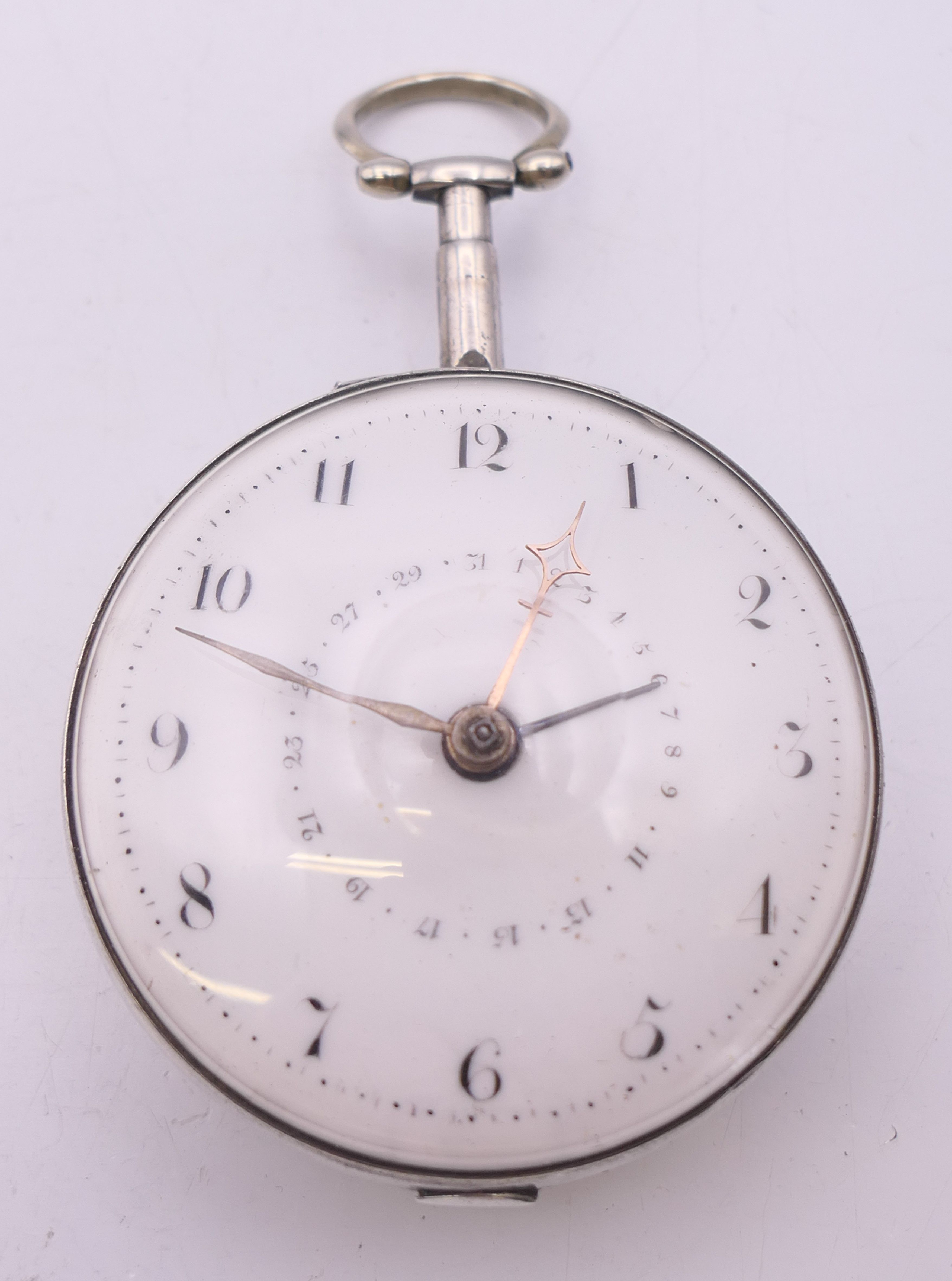 A Jacob Sumpter Dook silver pair cased pocket watch, the movement with engraved Masonic emblem. 5. - Image 5 of 10