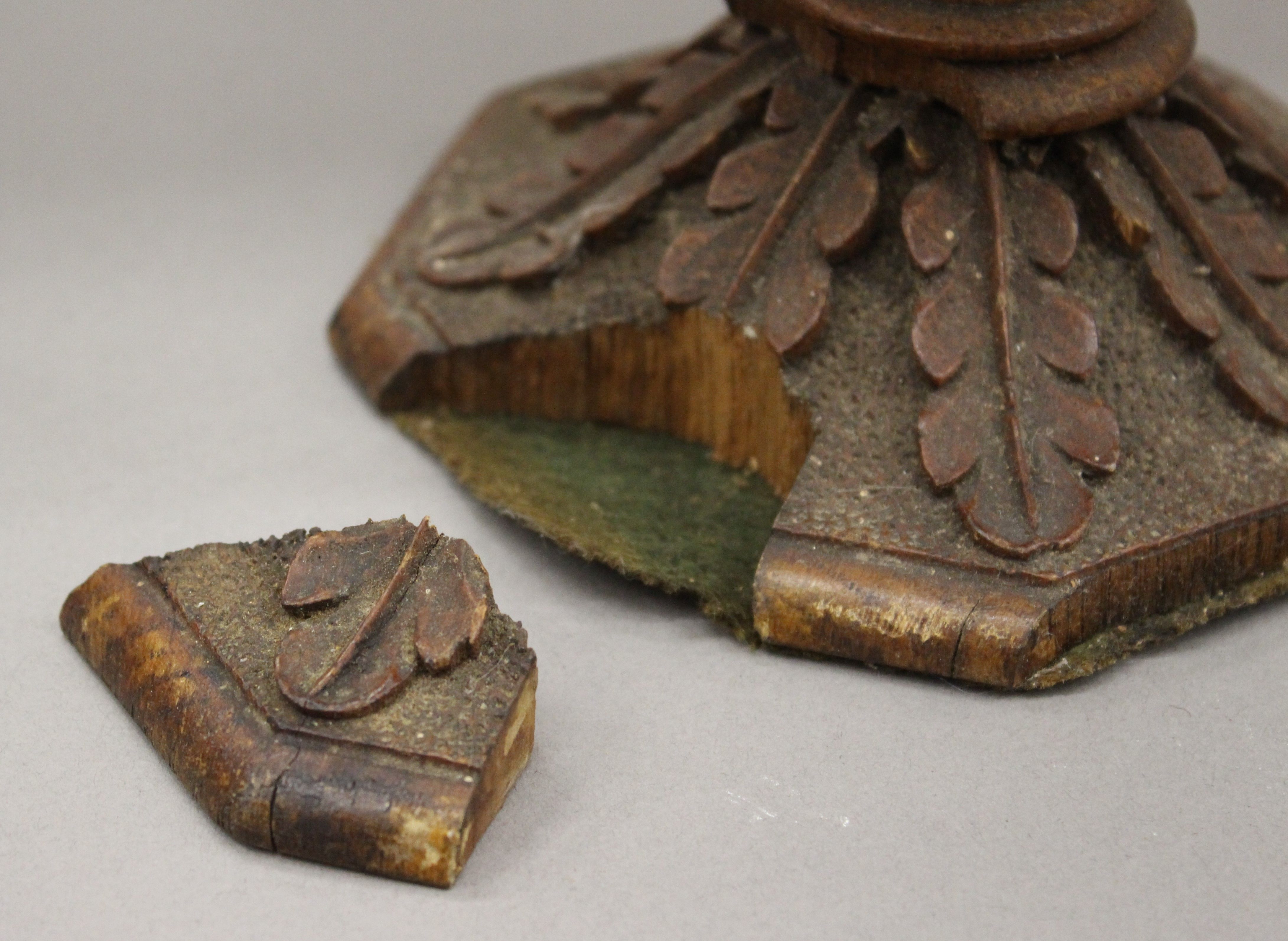 A carved oak cup and cover. 24 cm high. - Image 4 of 7