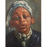 ANDREW VICARI, Negro Boy with Turban, oil on board, framed. 43.5 x 57 cm.