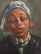 ANDREW VICARI, Negro Boy with Turban, oil on board, framed. 43.5 x 57 cm.