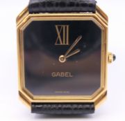 An 18 K gold Gabel wristwatch. 2.75 cm wide. 36.2 grammes total weight.