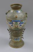 A Chinese bronze and enamel vase. 38 cm high.