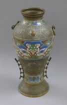 A Chinese bronze and enamel vase. 38 cm high.