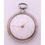 A silver pair cased pocket watch, Thomas Webb Watchmaker, William Russell case,