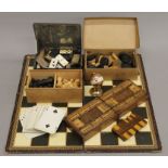 A quantity of games, including chess, domino's, bridge counter, etc.