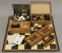 A quantity of games, including chess, domino's, bridge counter, etc.