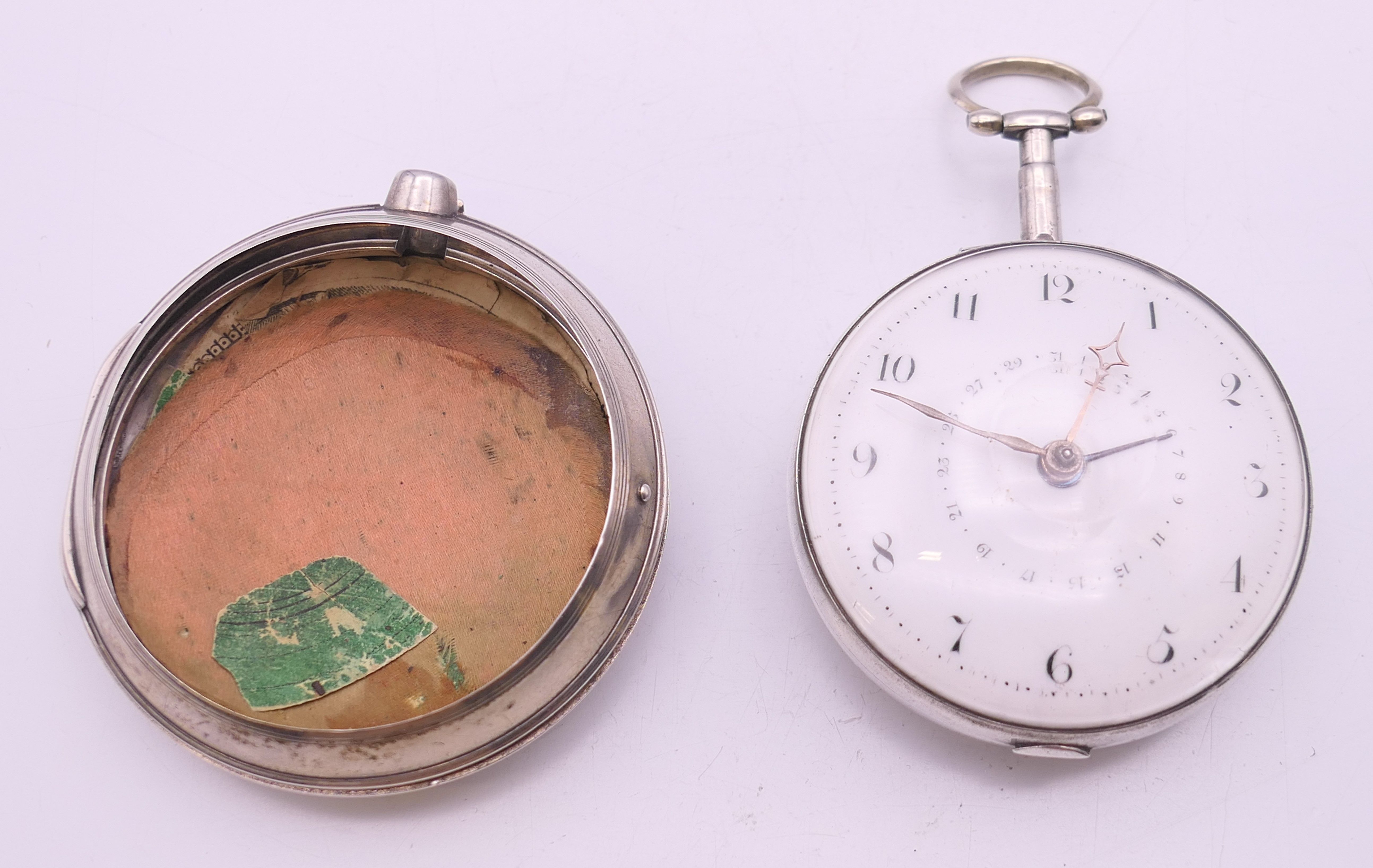 A Jacob Sumpter Dook silver pair cased pocket watch, the movement with engraved Masonic emblem. 5. - Image 4 of 10