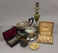 A quantity of various silver plate, metalware, etc.