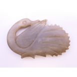 A Chinese light grey jade goose, Qing Dynasty. 5.5 cm long.