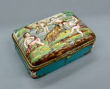 A Capodimonte porcelain box. 13 cm wide.