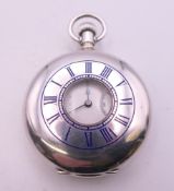 An Elgin half hunter pocket watch with 925 silver keystone case. 5 cm diameter.