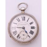 A J Wilkie Morris of Faversham Royal Naval Timekeeper silver pocket watch, hallmarked Chester 1893.
