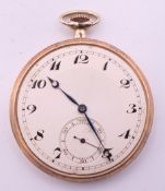 A 9 ct gold cased Dennison pocket watch, hallmarked for Birmingham 1951. 4.5 cm diameter. 49.