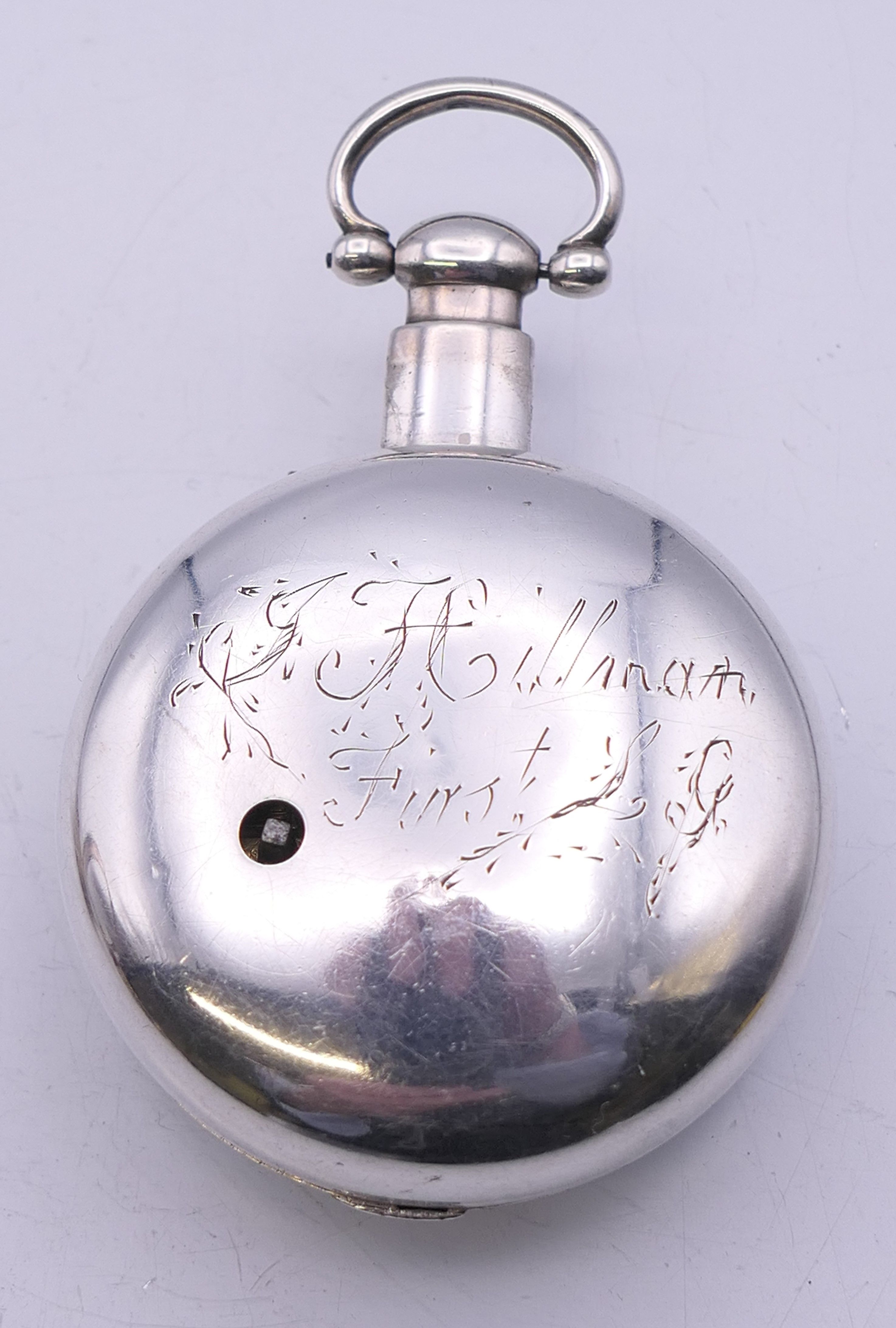 A J Robins silver pair cased pocket watch, London 1825, numbered 3897, - Image 5 of 9
