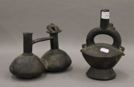 Two tribal pottery vessels. The largest 20.5 cm high.