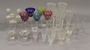 A collection of various 19th century and later glasses, etc. The largest 22.5 cm high.