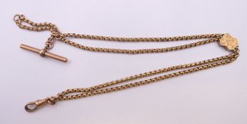 A 9 ct gold watch chain. 30.5 cm long. 18 grammes.