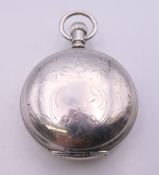 An Elgin 925 silver full hunter pocket watch, with engraved case. 5.5 cm diameter.
