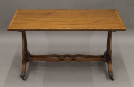 A vintage oak tea trolley and a coffee table. The latter 92 cm long.