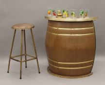 A Baiget bar, glasses, a bar stool and bell. 83.5 cm wide.