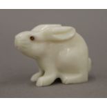 A hardstone model of a rabbit. 5.5 cm long.