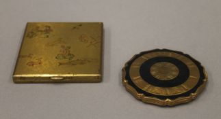 A vintage cigarette case and a vintage compact.