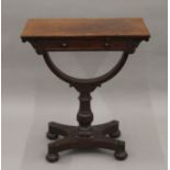 A 19th century mahogany work table (lacking box). 66 cm wide.