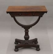 A 19th century mahogany work table (lacking box). 66 cm wide.