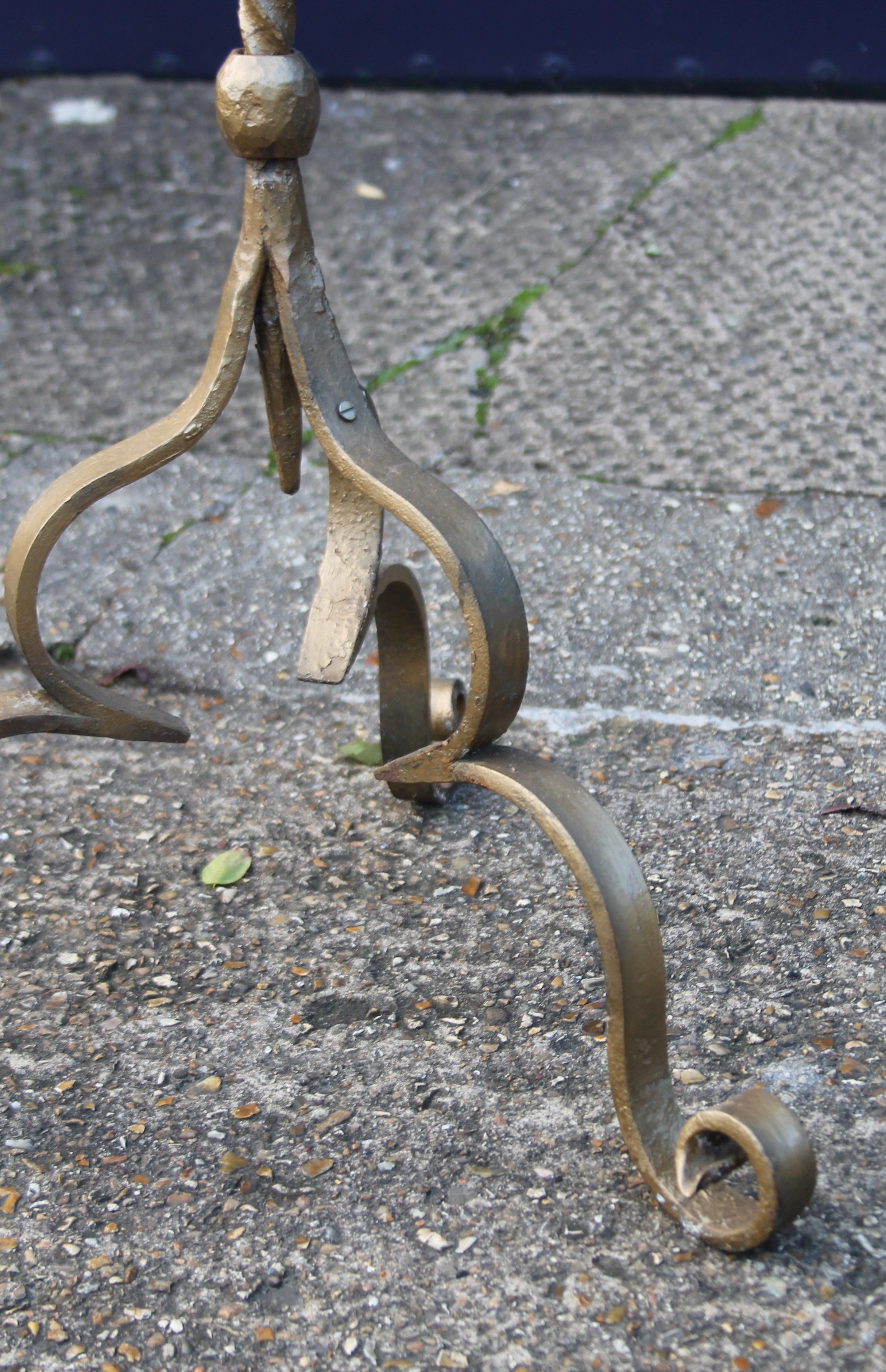 A wrought iron candelabra. 162 cm high. - Image 4 of 4