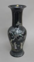 A Chinese pottery and mother-of-pearl vase. 46 cm high.