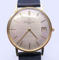 A gentleman's Eterna-Matic 3000 18 ct gold wristwatch. 3.5 cm wide. 32.5 grammes total weight.