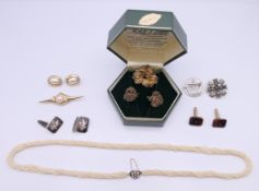 A quantity of various silver and costume jewellery including Flora Danica of Copenhagen and a seed