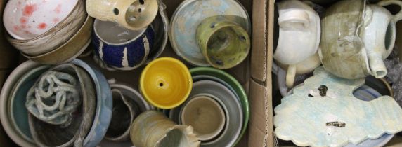 Two boxes of modern Studio Pottery.