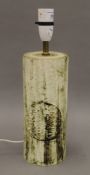 A Carn pottery lamp base with label. 34 cm high overall.