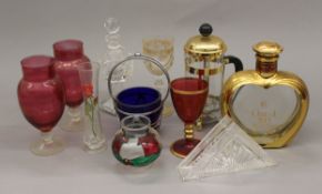 A quantity of various glassware, including Cranberry.