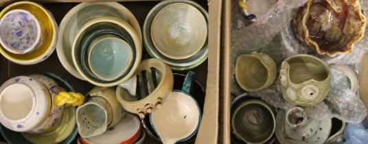 Two boxes of modern Studio Pottery.