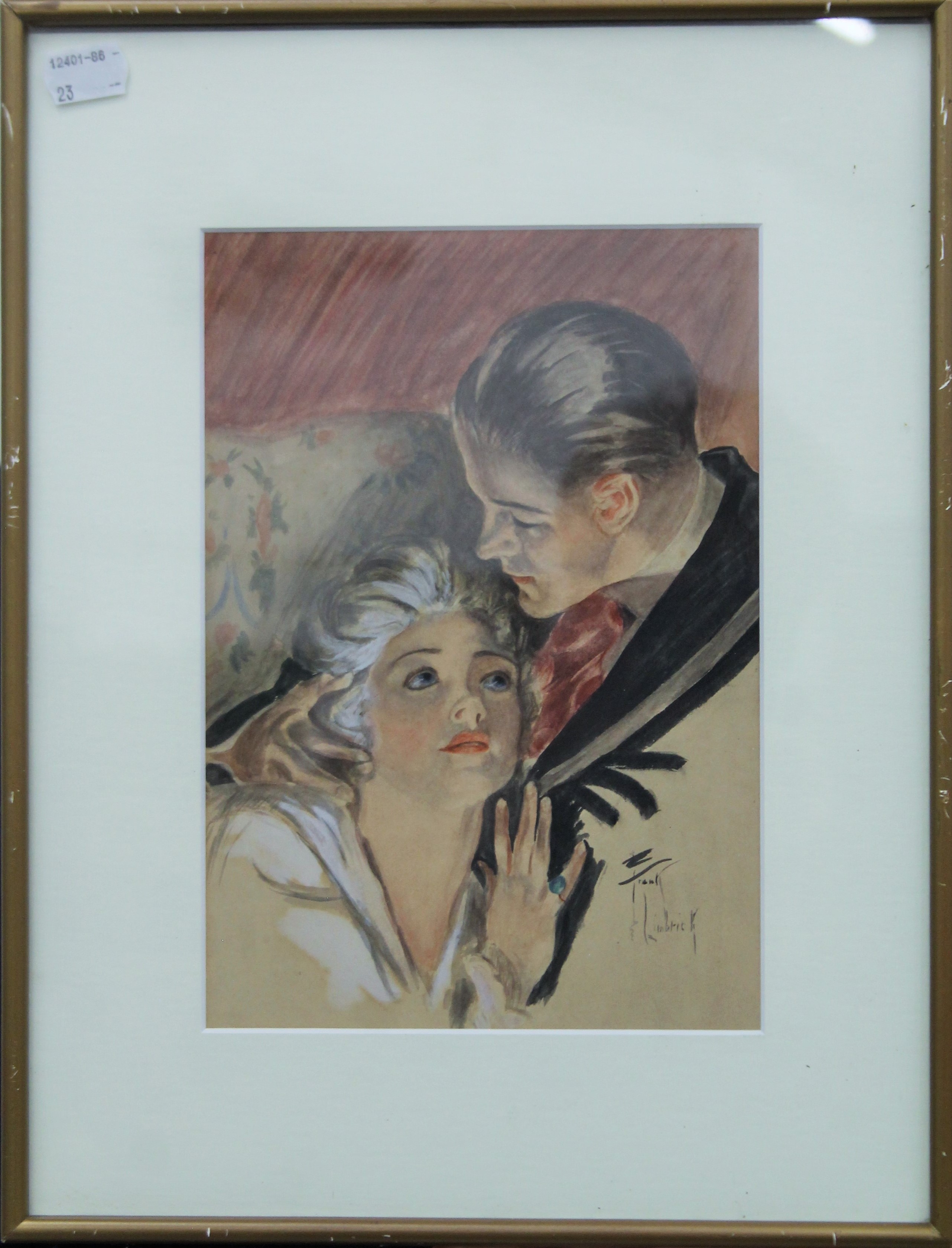 FRANK LIMBRICK, watercolour Portrait of a Young Lady and another of a Courting Couple, - Image 5 of 6
