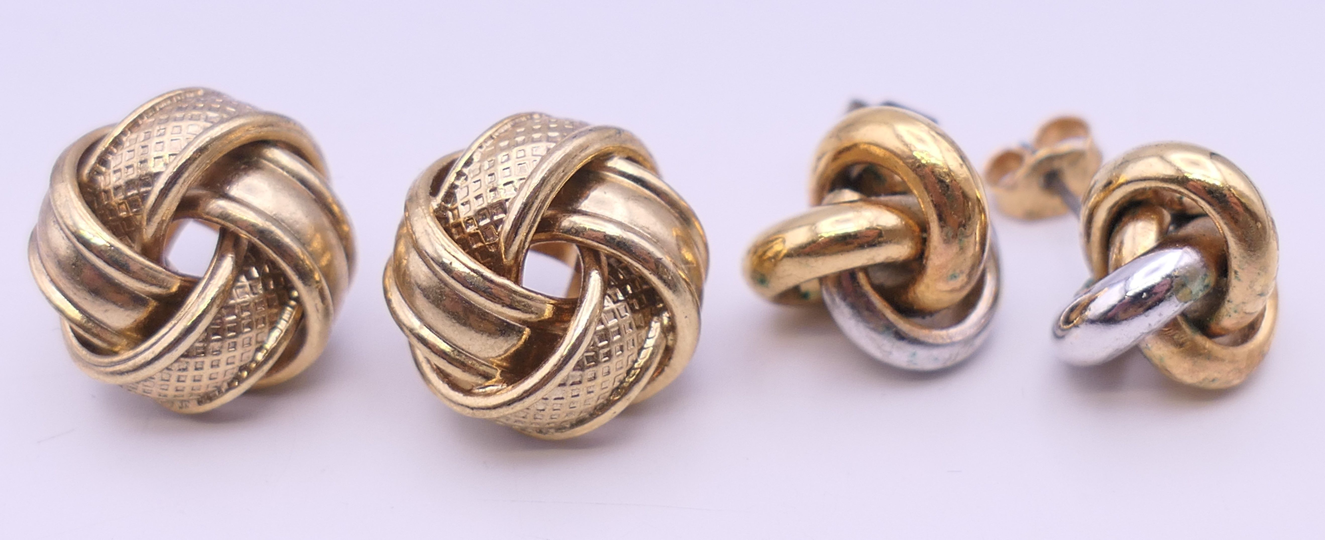 A pair of 18 ct gold knot form earrings, - Image 6 of 9