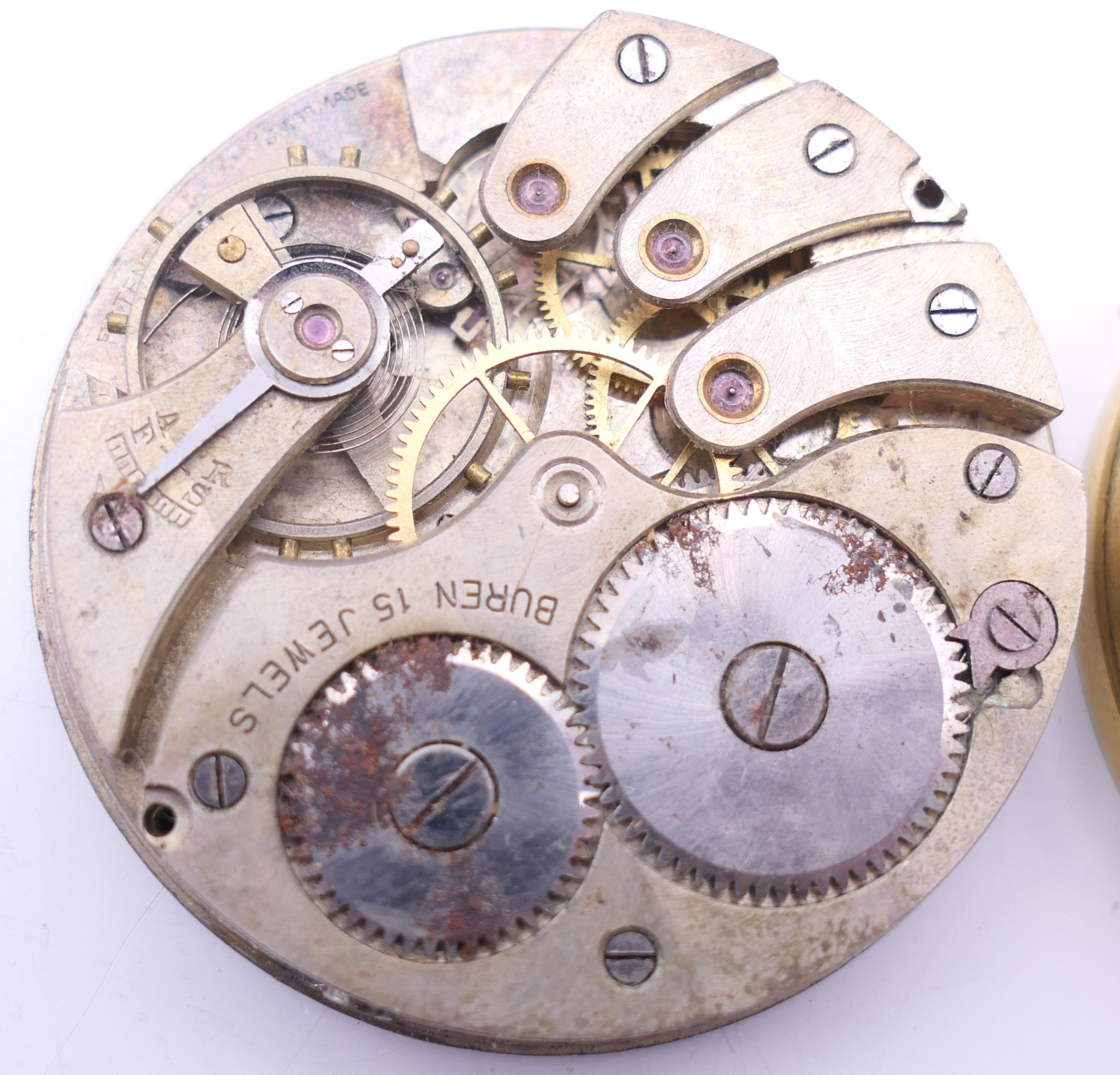 A small box of assorted pocket watch movements and faces. - Image 12 of 14