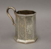 A Victorian silver Christening mug. 9.5 cm high. 222.2 grammes.