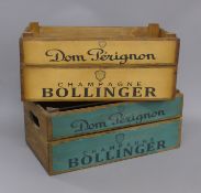 A pair of wooden champagne boxes. 43.5 cm long.