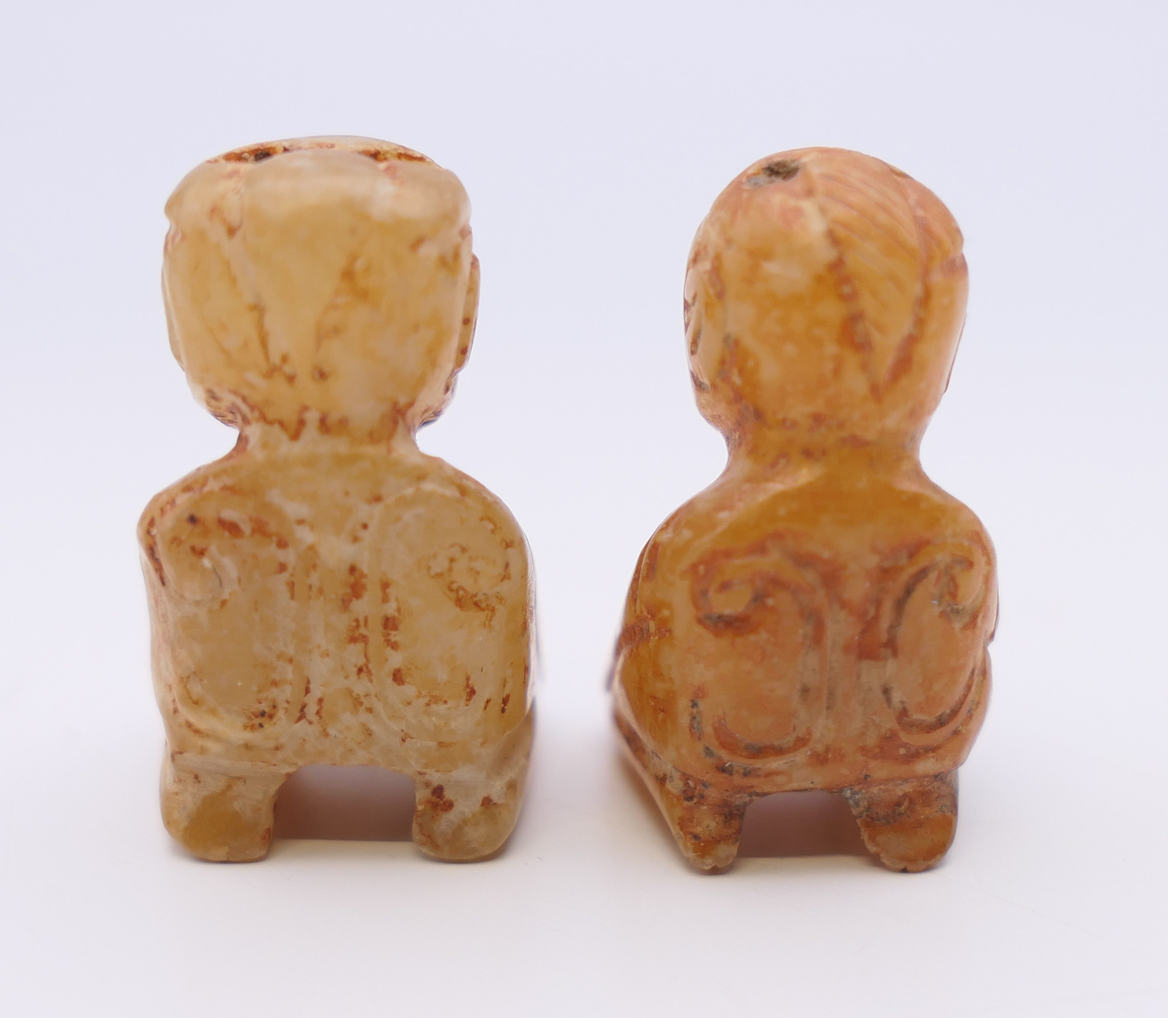 A Chinese jade standing male figure, together with two smaller kneeling male figures, Han Dynasty. - Image 11 of 11