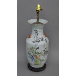 A Chinese Republic Period porcelain vase mounted as a lamp. 60 cm high.