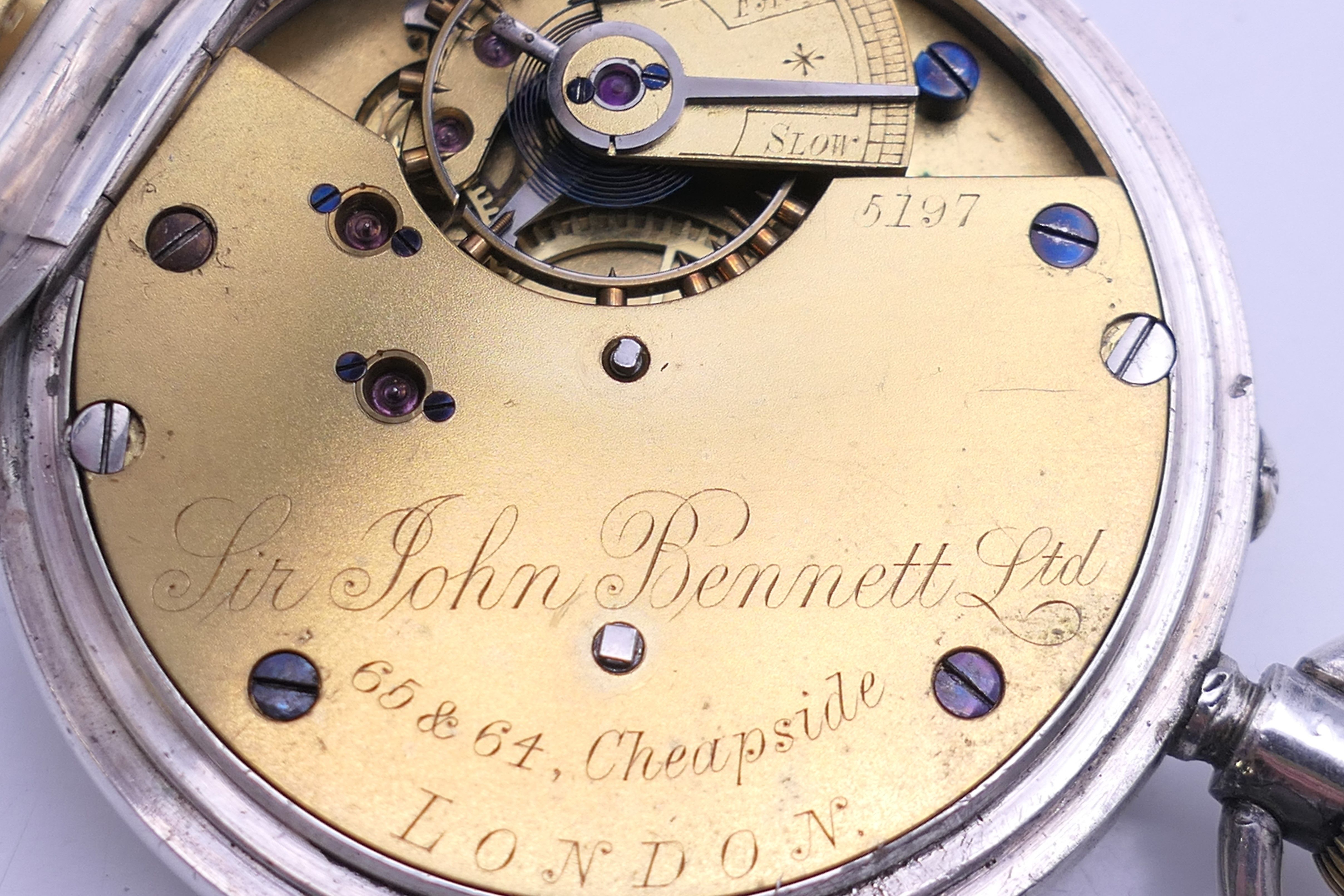 A Sir John Bennett Ltd silver pair cased pocket watch, inscribed maker to the Royal Observatory, - Image 9 of 9