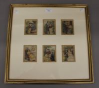 A set of six Victorian Baxter Valentine/Marriage prints, housed in a common glazed frame.