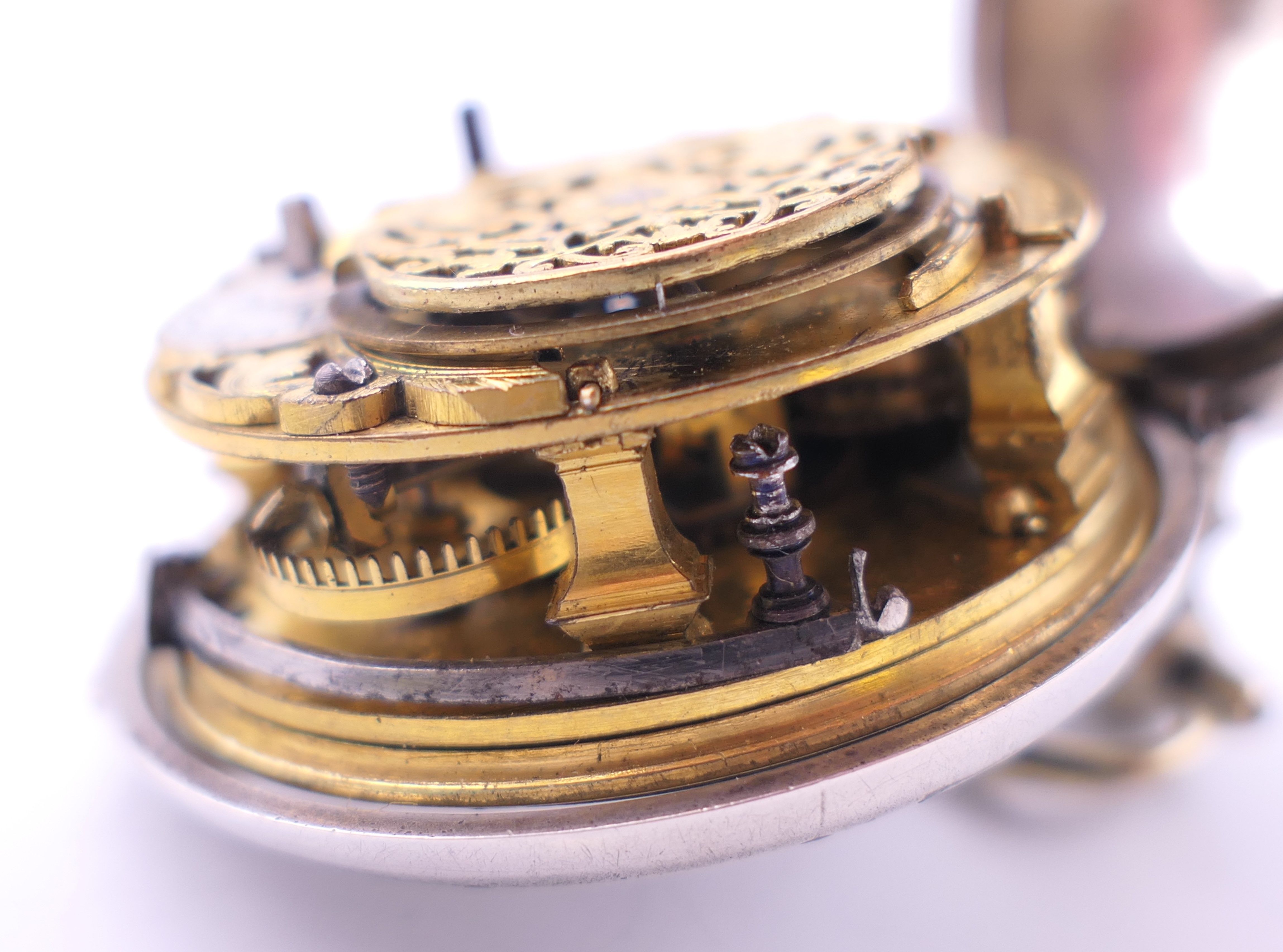 A silver pair cased pocket watch, movement marked Saml. Lingwood, Halesworth. 5.5 cm diameter. - Image 12 of 12